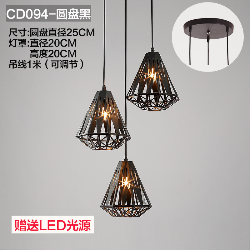 Araña de comedor, barra de bar simple moderna de tres cabezas, mesa de comedor creativa, dormitorio, personalidad, sala de estar, comedor, iluminación nórdica atmosférica