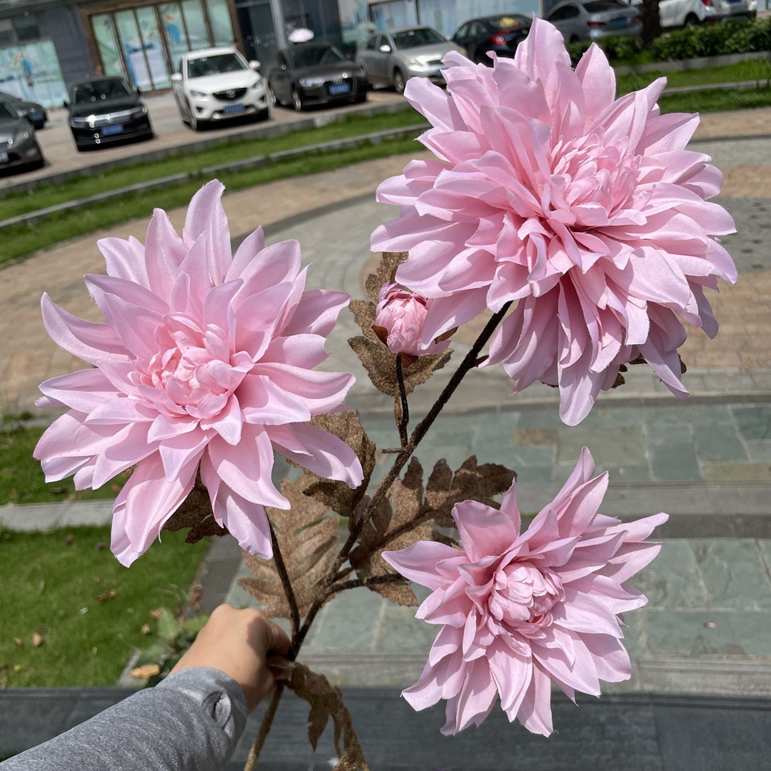 Simulación del Día de San Valentín rosa fabricante 3 sola rama multi-cabeza rosa decoración de la boda flor falsa al por mayor