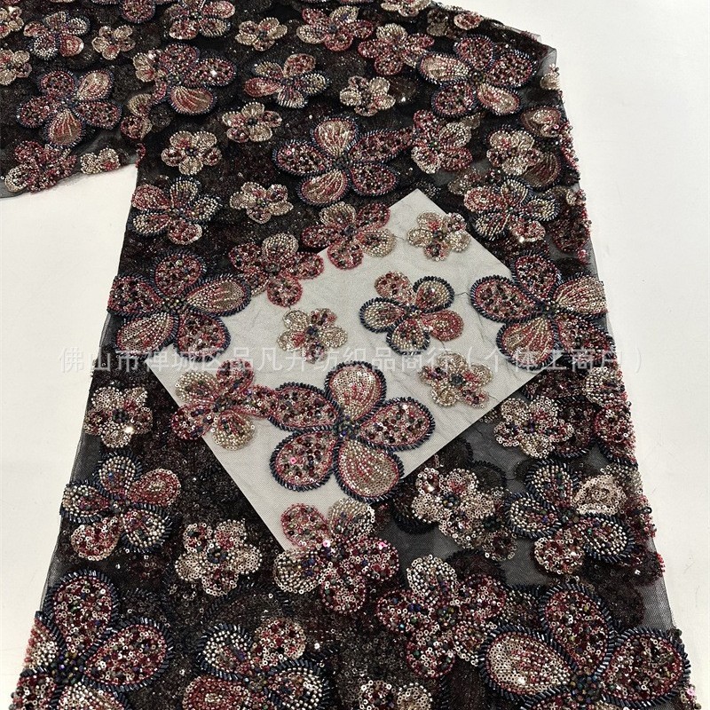 Tejido de encaje de flores de alta calidad industria pesada vestido de boda de lujo vestido de moda de banda Amazon transfronterizo