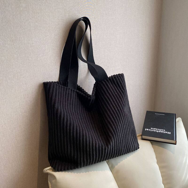 Simple Large Capacity Women's Tote Bag Casual Lightweight Commuter Shoulder Bag All-match Corduroy Tote Bag Simple Large Capacity Women's Tote Bag Casual Lightweight Commuter Shoulder Bag All-match Corduroy Tote Bag