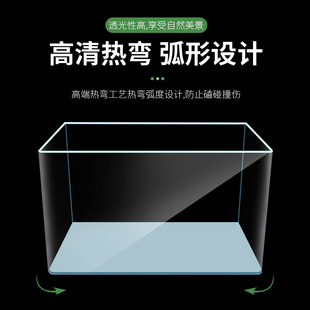 Glass Hot-Bent High-Definition Fish Tank Office Desk Small Ecological Creative Landscaping Goldfish Turtle Ecological Aquarium Lingzhi