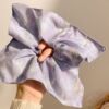 6# purple and yellow floral oil painting square scarf hair tie - approximately 22cm