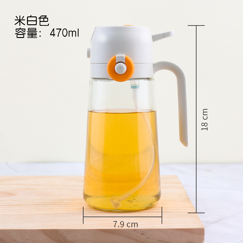 批发侧翻盖喷油壶厨房家用食品级喷壶油罐不挂油喷倒两用玻璃油瓶|undefined