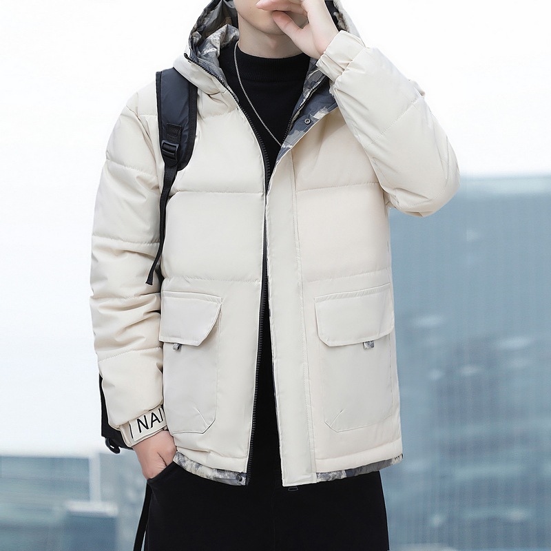 Chaqueta de pluma grande para hombres otoño y invierno chaqueta cálida coreana de moda para hombres guapo y grueso chaqueta de algodón casual ropa de pan