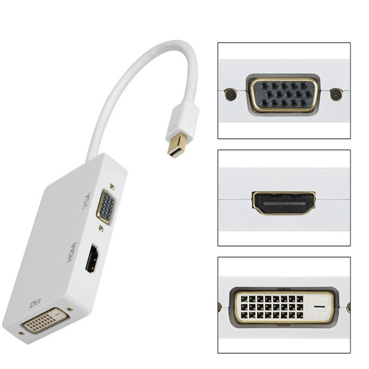 Mini DP на HDMI кабель Thunderbolt DP кабель 3-в-1 конвертер Mini DP на VGA/HDMI/DVI