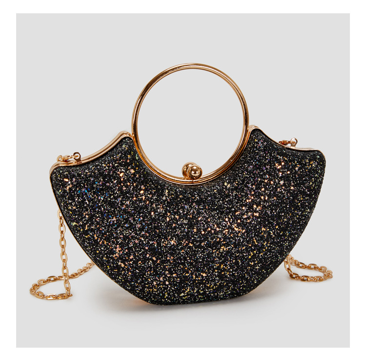 Women's Small PVC Solid Color Elegant Sequins Shell Lock Clasp Evening Bag display picture 12