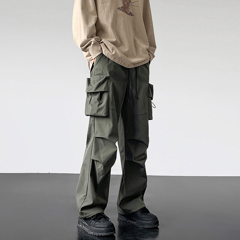 American-style Paratrooper Cargo For Men, Summer Trendy Brand, Unique Design, Men's Drawstring Jogger Sports Pants_voghion.com