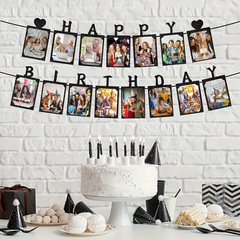 国境を越えた新しいスタイルの最初の誕生日の写真フラググリッター紙愛の写真フラワーテーマパーティー装飾卸売