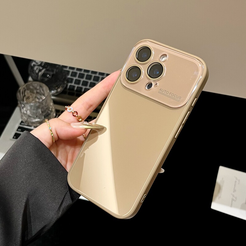 简约韩系大视窗玻璃壳适用iPhone16pro max苹果17手机壳14/15全包|undefined