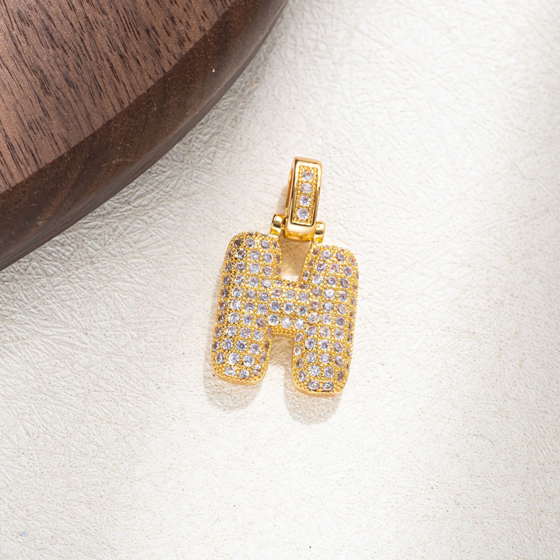 7g Weight Pendant Jewelry Making Type Golden Plated Plating Material Zircon Inlay Material 1 Piece Quantity Casual Occasion Copper Material Letter Pattern Women's Gender Simple Style Style Plating Craft 1 Piece Copper Zircon Letter Pendant 9