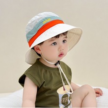 儿童夏季速干遮阳帽子春夏薄款韩版拼色大檐防晒出游露营渔夫帽潮