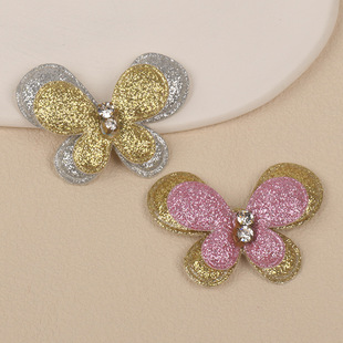Millions of Ready-Made 5.5cm Double-Layer Glitter Butterfly with Diamond Fabric Flowers DIY Jewelry Clothing Handmade Flower Accessories