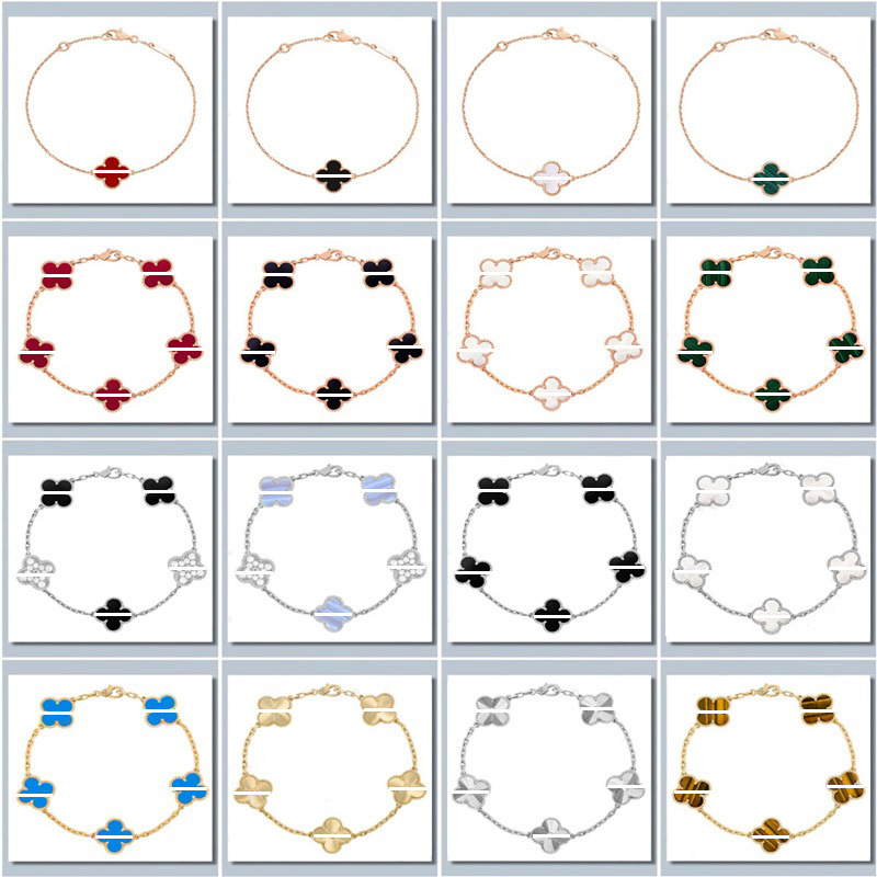 high version s925 sterling silver white shell red clover necklace cnc pendant clavicle chain pork belly bracelet does not fade