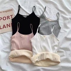 Winter self-heating thermal underwear for women plus velvet and thickened cold-proof sling slim bottoming shirt Korean style student top for women