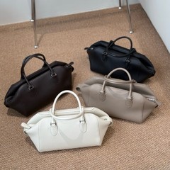 【職人技】ニッチなTR同型オールドマネーファッションのボストンバゲットバッグ、輸入模造鹿革牛革通勤用ハンドバッグ（女性用）