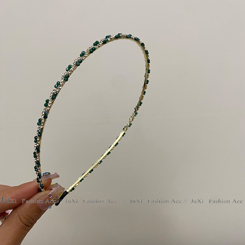 祖母綠色發箍精緻高級感超仙復古百搭發卡手工頭箍新款壓發髮飾品