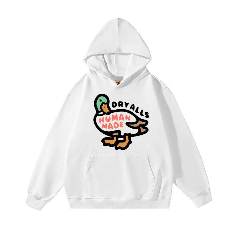 Sudadera con capucha holgada para hombre y mujer con estampado de pato salvaje de los años 20 hecha a mano, tendencia de invierno para parejas_voghion.com