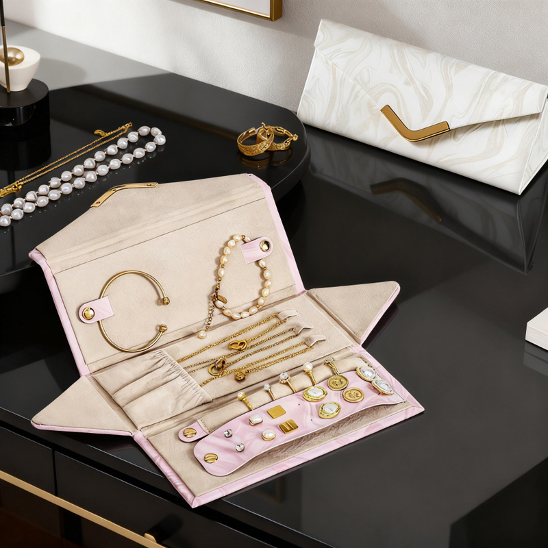 Factory Direct Supply Jewelry Box Folding Creative Necklace Ring Earrings Bracelet Storage Portable Jewelry Storage Box