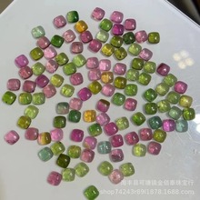 天然巴西裸石方形戒面天然电气石老矿料戒指耳钉配饰天然碧玺批发