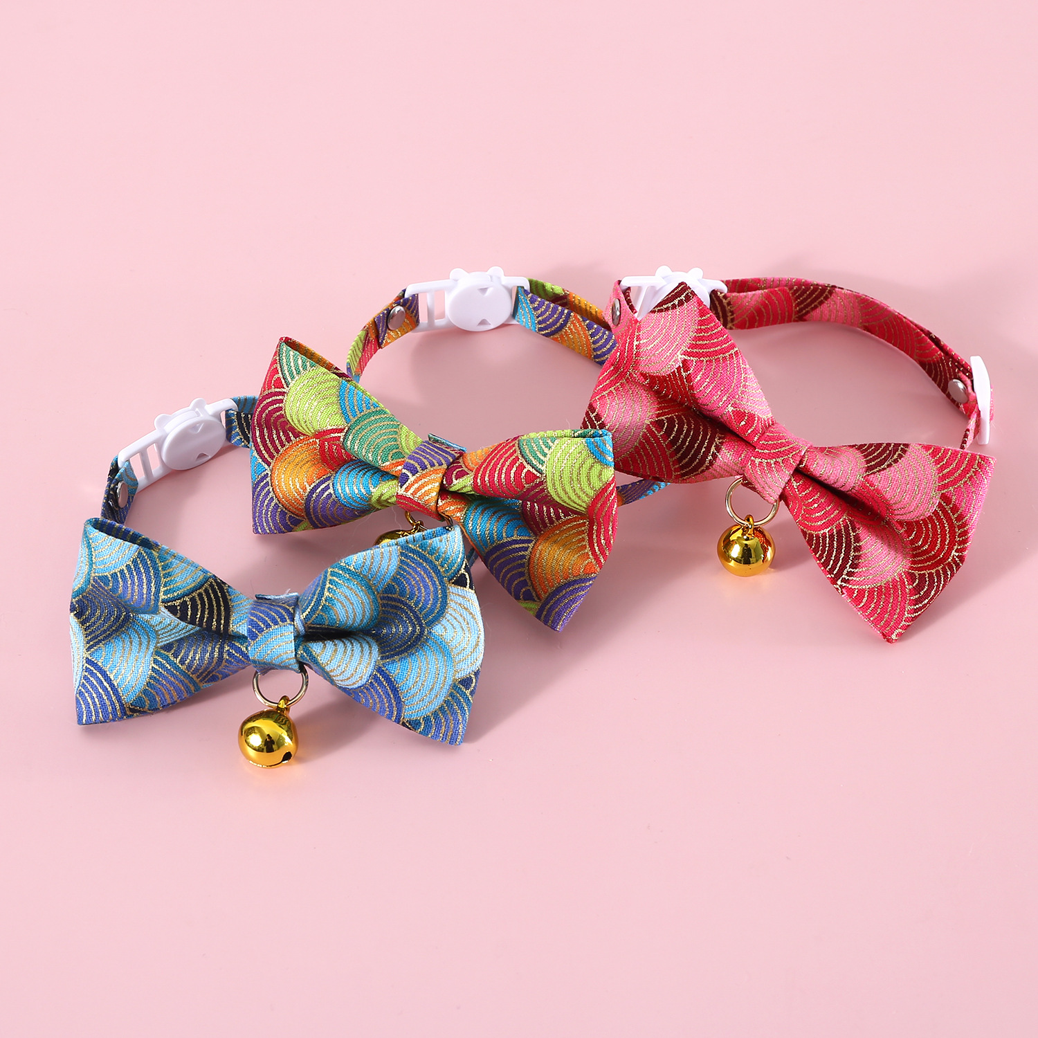 Pet estampado China Fengxiang nube ajustable anti-asfixia collar de corbata gato perro japonés cadena de arco