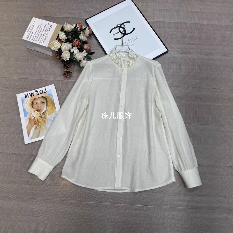 Shenzhen Lace Collar Wool Single-Breasted Early Autumn Fashion Slim Versatile Top Shirt Women's Loose Nanyou