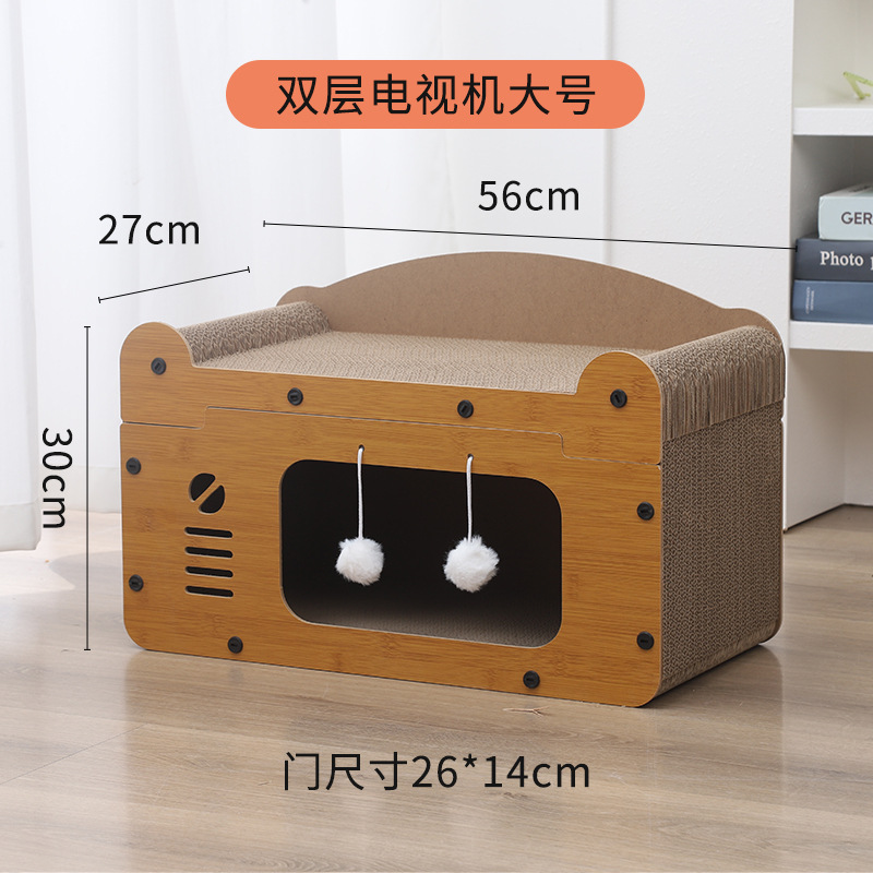 Cama y rascador integrados para gatos, tamaño grande, anti-desgarro, rascador vertical para gatos tipo sofá, casa para gatos con rascador engrosado.