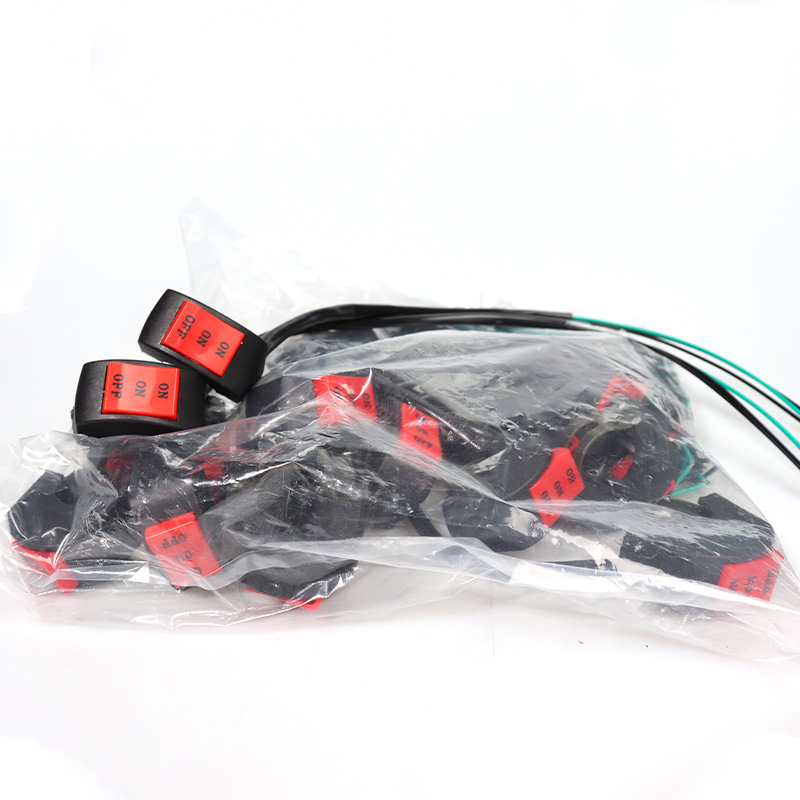 Venta al por mayor coche eléctrico modificado LED spotlight interruptor línea carcasa de plástico motocicleta instalado luz lejos y cerca de la luz interruptor