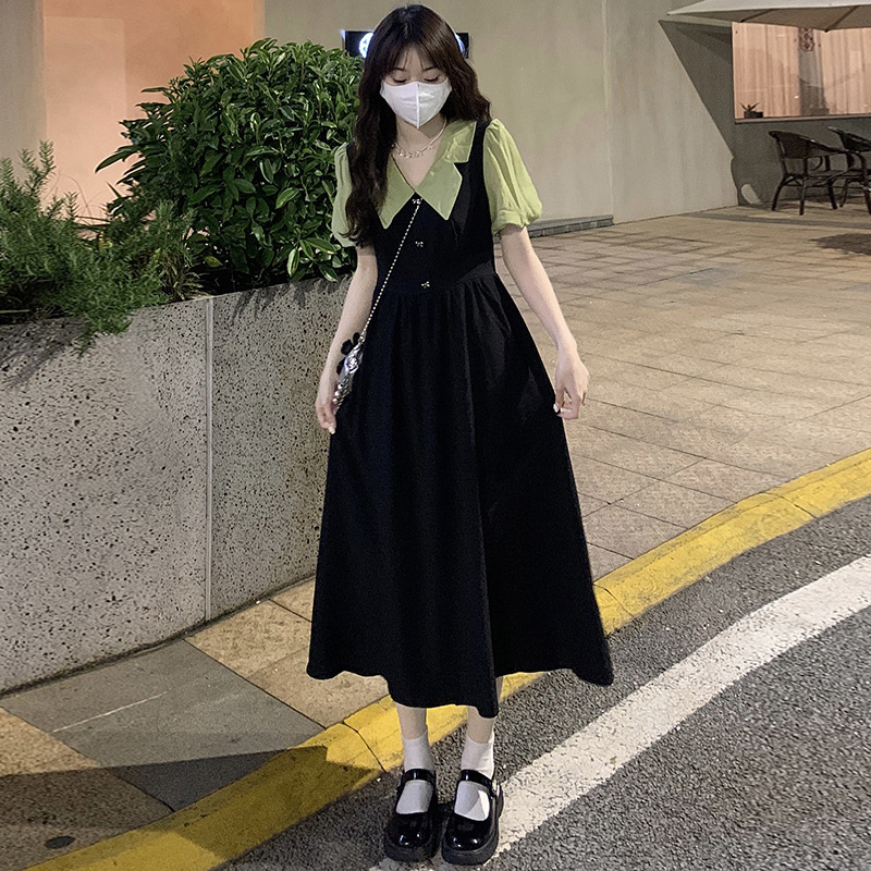 假两件背带连衣裙少女生夏装2025新款初中高中学生甜美日系长裙子