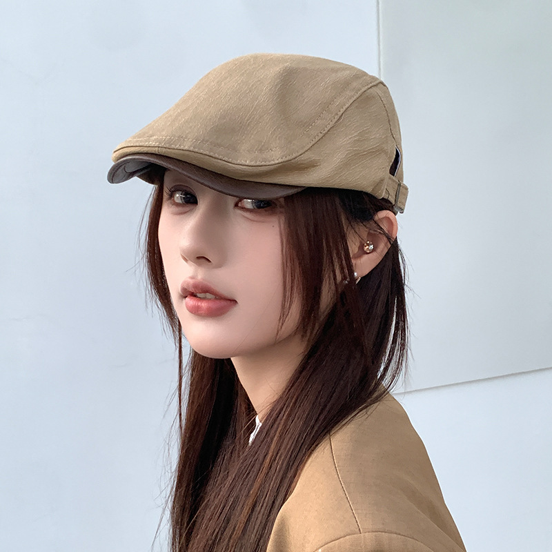 新款雅痞反戴贝雷帽女夏秋薄款复古报童帽韩系时尚休闲潮流前进帽|undefined