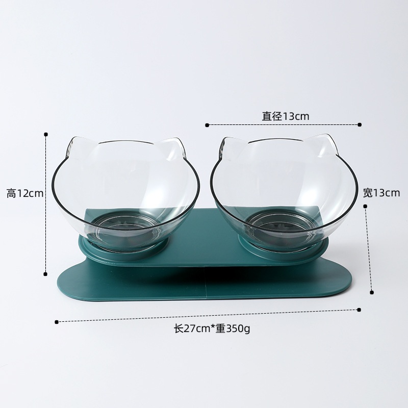 En stock venta al por mayor Internet celebridad ajustable protección del cuello gato tazón doble tazón inclinación transparente gato cara gato tazón mascota gato tazón