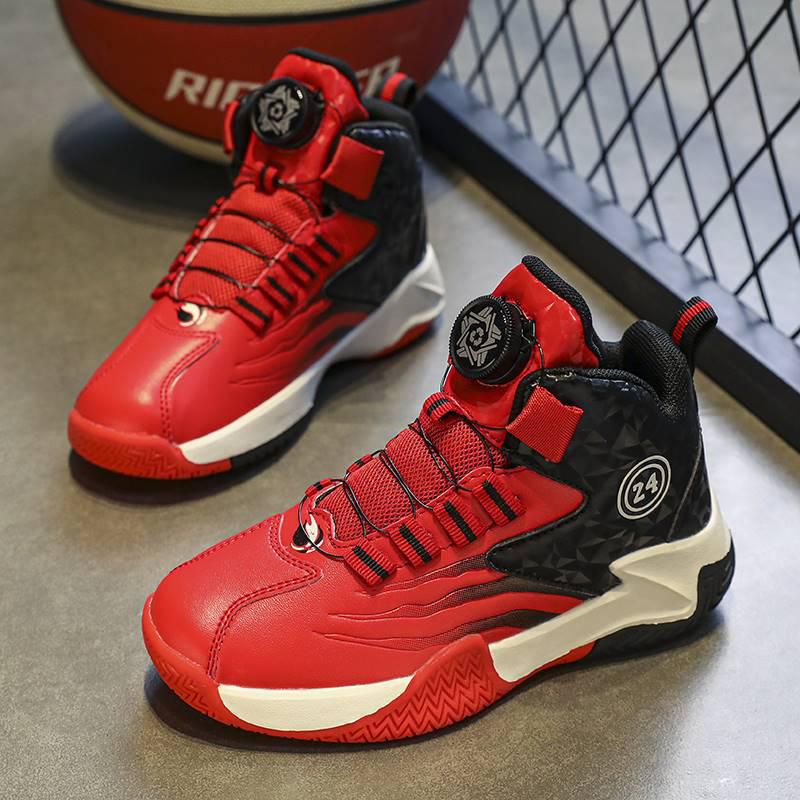 2188 zapatos deportivos para niños botones giratorios zapatos de baloncesto para niños otoño y invierno 2025 nuevo hombre