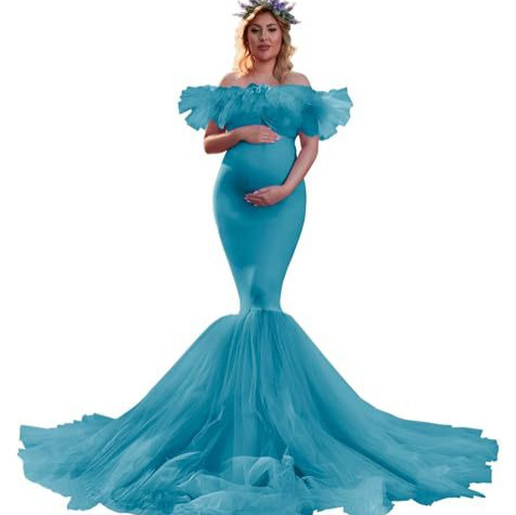 Cross-border maternity photo shoot dress, slim-fit, bodycon, fishtail, long train gown, studio maternity photography clothing, factory supply Cross-border maternity photo shoot dress, slim-fit, bodycon, fishtail, long train gown, studio maternity photography clothing, factory supply