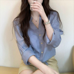 1只衮1Z1ZGN私服系列轻智感 天丝亚麻防晒衬衫抽绳设计短款衬衣
