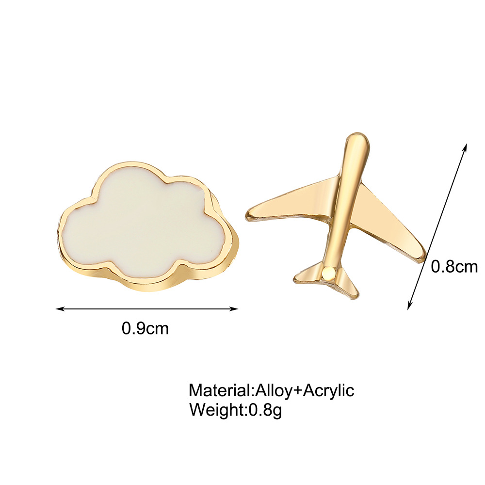 Süßes Wolkenflugzeug Kreative Tropfende Öl Kleine Ohrringe display picture 1