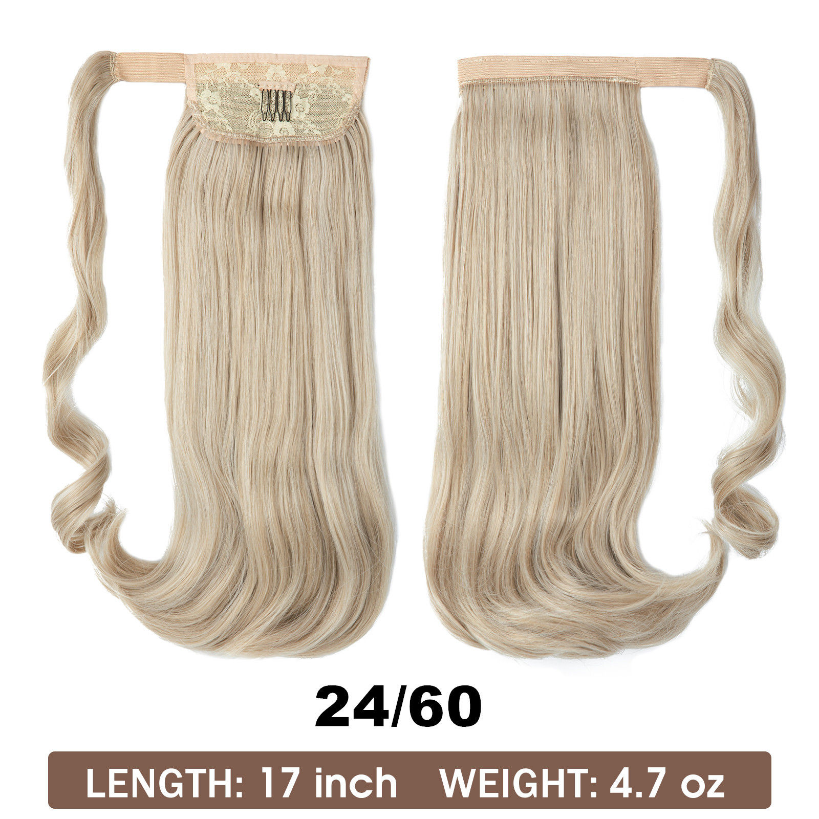 Synthetic hair long straight hair elastic Velcro synthetic fiber wig ponytail braid_voghion.com