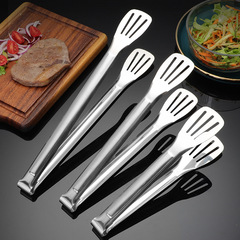 Wholesale stainless steel food tongs kitchen tongs barbecue steak tongs bread tongs Korean barbecue multi-functional three-line tongs
