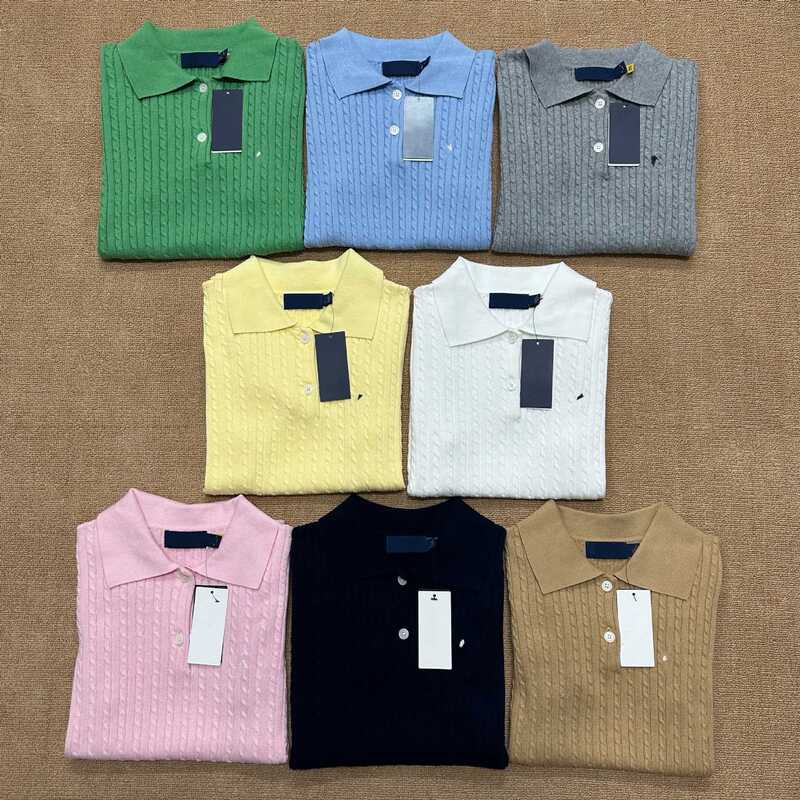 High-Quality Export Product / Two-Button Embroidered Pony Logo Short-Sleeve Knit Shirt with Cable Knit, New Summer Style Women's T-Shirt