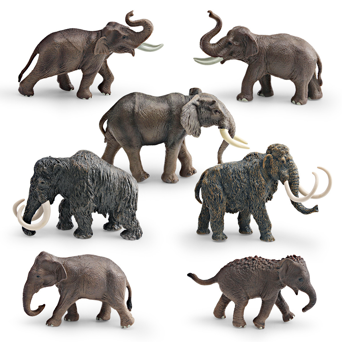 Simulación transfronteriza animal mamut modelo de mamut elefante una familia de tres más de adornos estáticos de escritorio opcionales