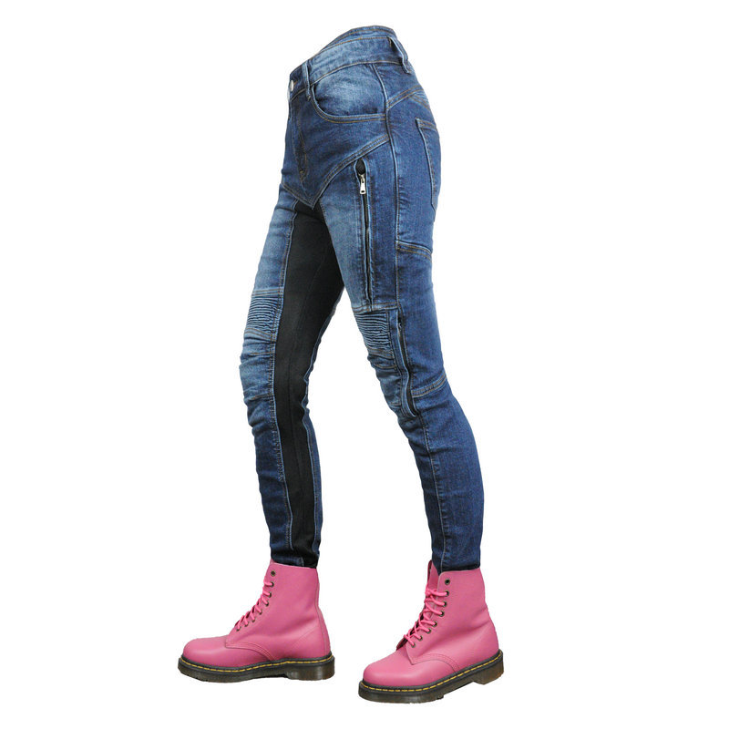 Volero motocicleta jeans mujer malla de verano transpirable cintura alta motocicleta equitación pantalones kevlar anti-caída pantalones
