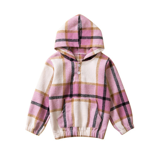 Samgamibaby Korean Fall Wear Unisex Kids Fashion Plaid Hoodie New Kids Color-block Hooded Sweatshirt