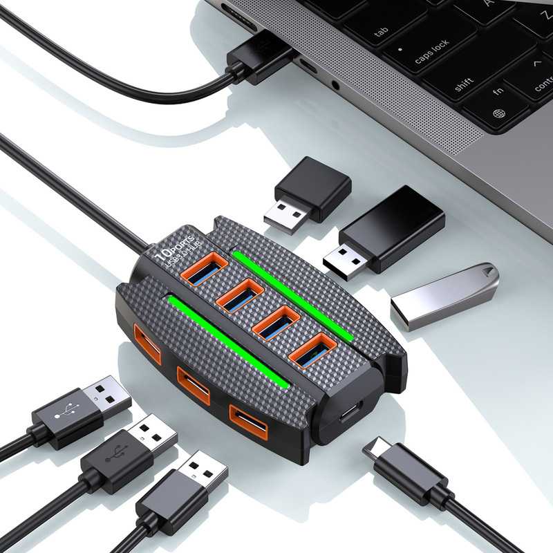 10-Port Computer Docking Station High-Speed Hub with Rgb Ambient Lighting Hub 10-Port Computer Docking Station High-Speed Hub with Rgb Ambient Lighting Hub
