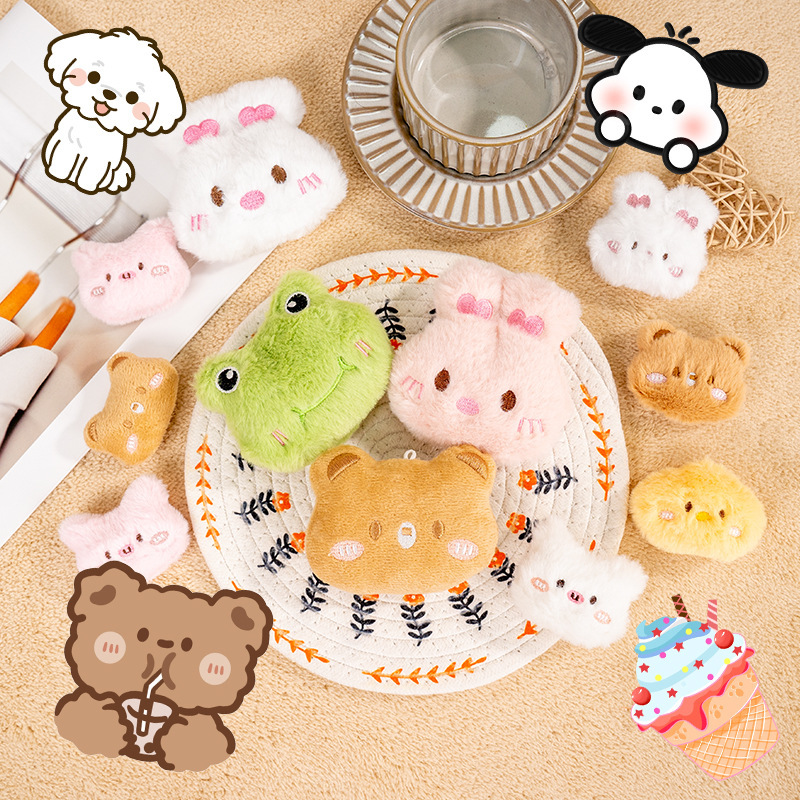 Cute Animal Collection Frog Rabbit Bear Doll Pendant Plush Pendant Brooch DIY Shoes and Hats Accessories Wholesale