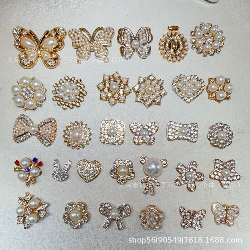 New Golden Diamond-Encrusted Pearl Five-Pointed Star Butterfly Golden Flower Hairpin Headdress Hole Shoe Hair Hat Headscarf Accessories New Golden Diamond-Encrusted Pearl Five-Pointed Star Butterfly Golden Flower Hairpin Headdress Hole Shoe Hair Hat Headscarf Accessories