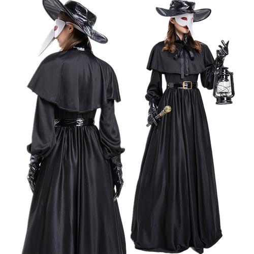  new Halloween costume medieval punk European and American doctor cosplay costume priest black robe costume