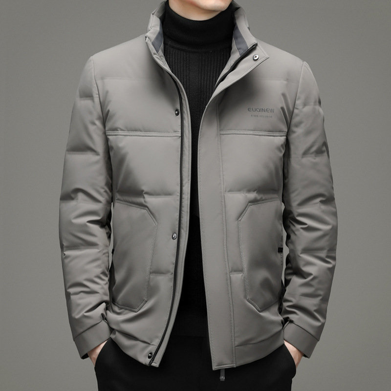 Tommy Large Size Men's down Jacket 2023 Winter New White Duck down Youth Stand Collar Thickened Cold-Resistant Coat