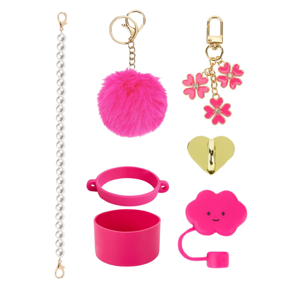Amazon taza de calor cuentas brazalete llavero botella de agua colgante margarita gorra de paja flor colgante taza cubierta