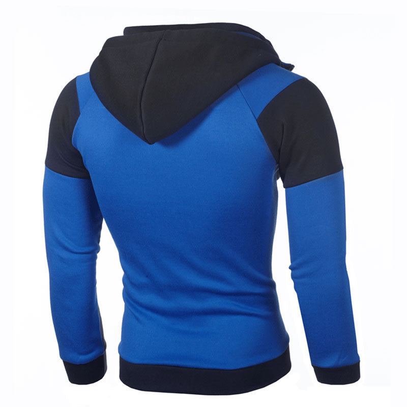 Men's Zip-up Hoodie Personalized Colourblock Double Layer Sweater_voghion.com