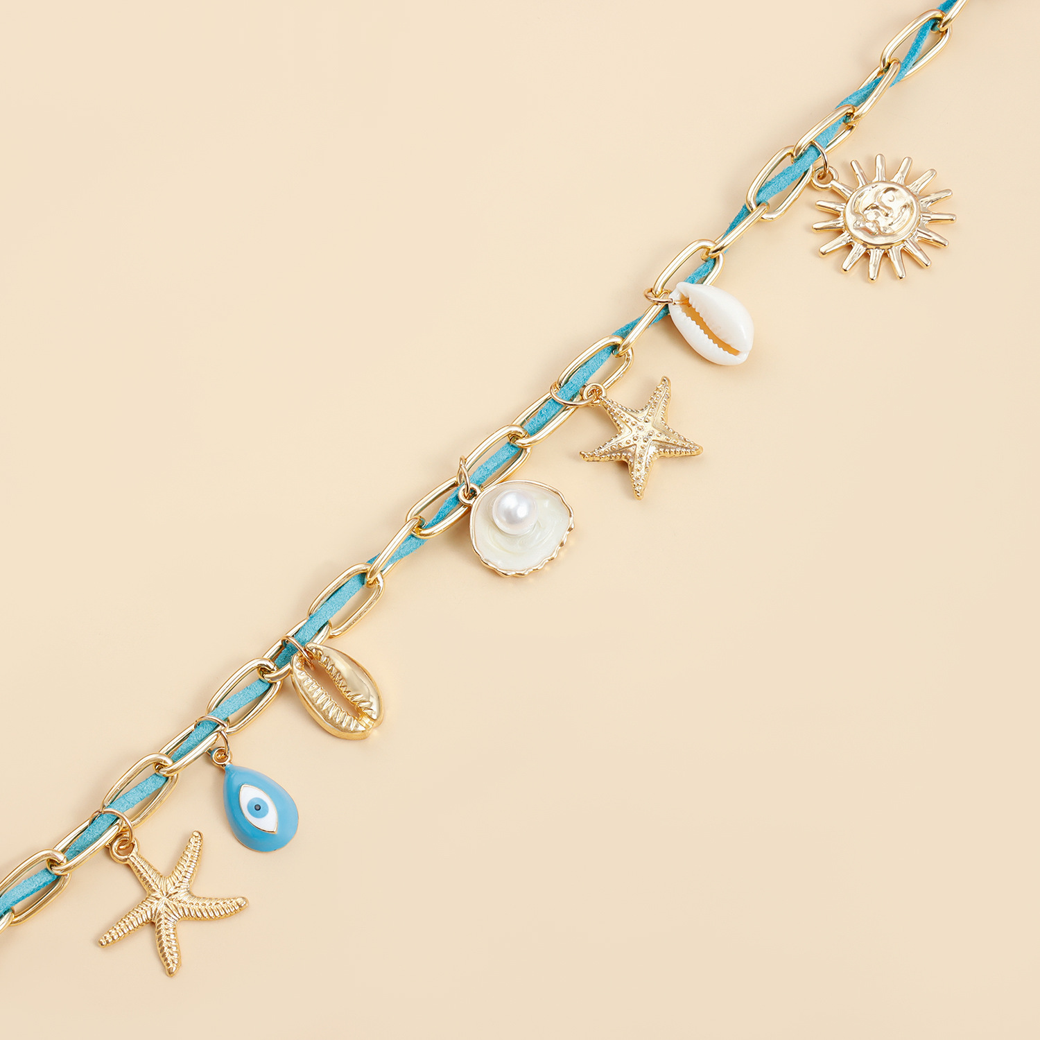 Women's Gender Vacation Marine Style Sun Starfish Alloy Cable Chain Lobster Trigger Clasp Closure Pendant Necklaces Wholesale