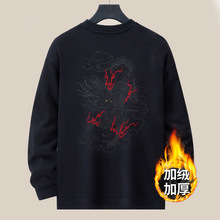 360g新款卫衣男装外套国潮刺绣上衣纯棉宽松潮牌大码加绒男士休闲