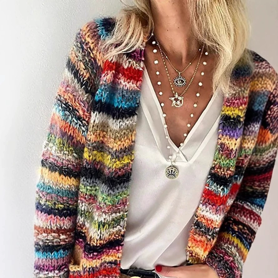 2024, весенний европейский и американский свитер Amazon, вязаный кардиган, тонкое пальто, свободная куртка для женщин